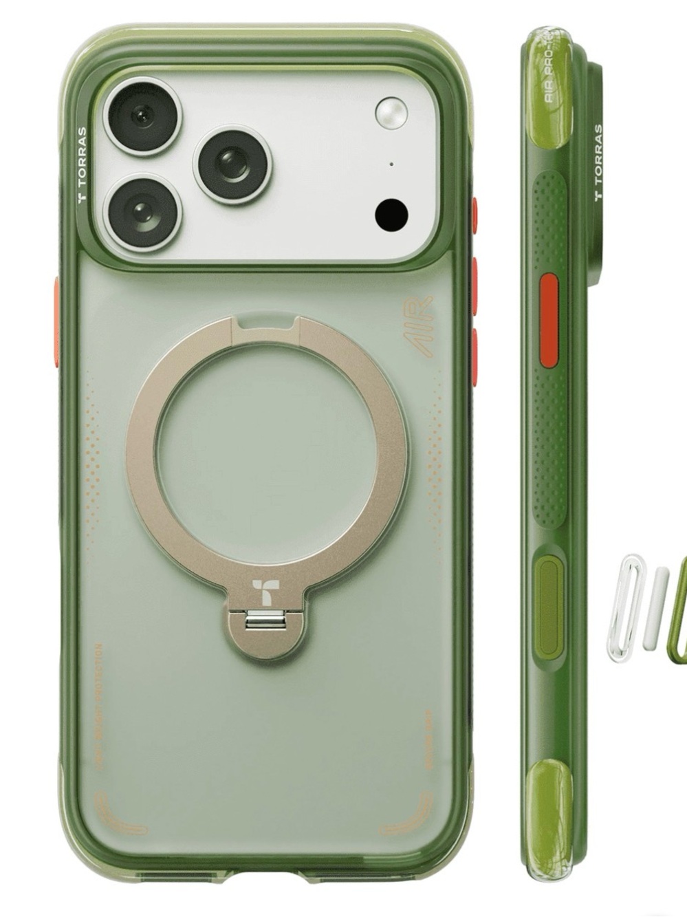 TORRAS Ostand Q3 Air case for IPhone 17 promax. MagSafe with a ring stand/holder